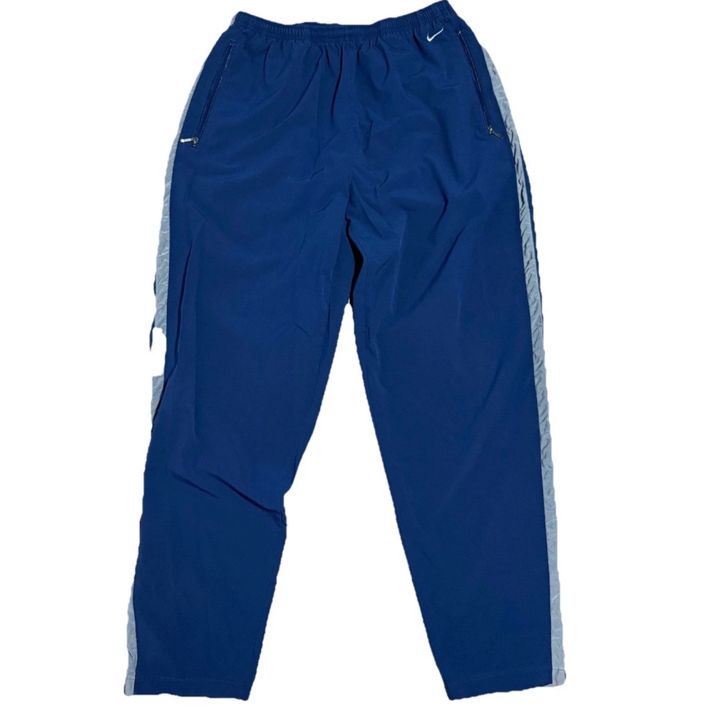 VTG Blue Nike Vented Track Pants Size L Ankle Zip Swoosh Baggy Windbreaker Y2K